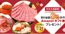 ふるさと納税金額５％分のAmazonギフト券をプレゼント！「ふるさと本舗」が「年末大感謝祭」開催中