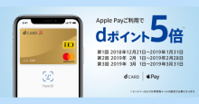 Apple Pay利用でdポイント5倍キャンペーン開催、最大6,000ポイントをプレゼント！